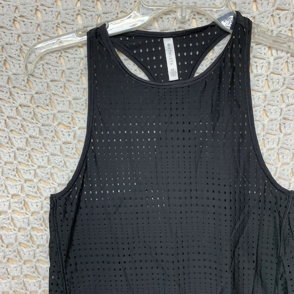 Athleta Tank Top Womens Size XS Black Oval Laser Cut Razor‎ Back Run Gym
